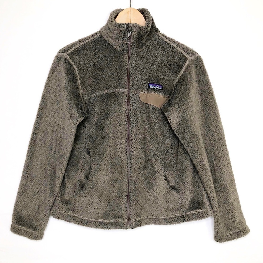 Patagonia small brown fleece, full, zip outdoor jacket